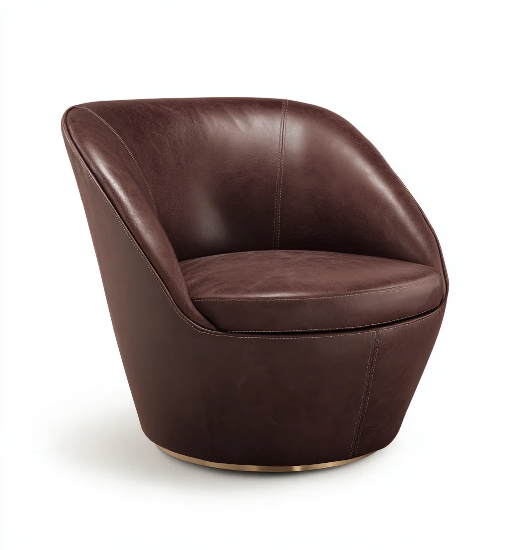 Fauteuil en cuir véritable 84x78x76 cm - brun foncé - design moderne pivotant-Dwellingora