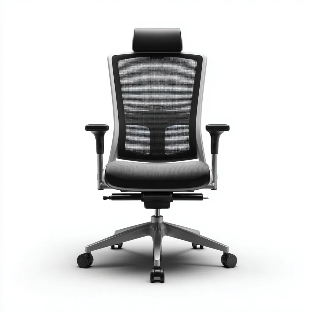 Chaise de bureau ergonomique - maille noire et assise grise - 52x50x125 cm - appui-tête réglable et accoudoirs ajustables-Dwellingora