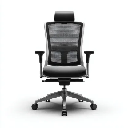 Chaise de bureau ergonomique - maille noire et assise grise - 52x50x125 cm - appui-tête réglable et accoudoirs ajustables-Dwellingora