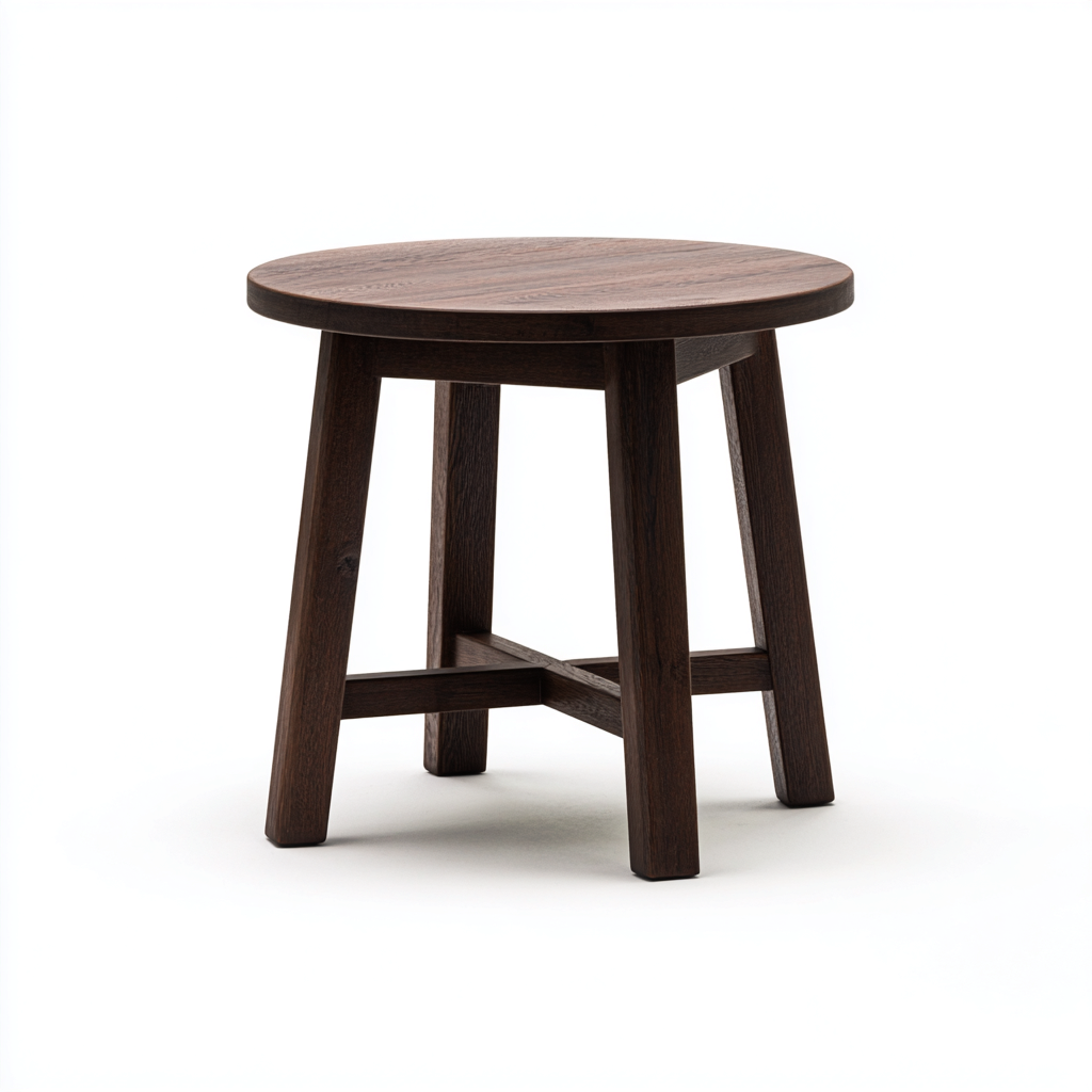 Table d'appoint ronde en chêne 45x45x50 cm - chêne foncé - style rustique-Dwellingora