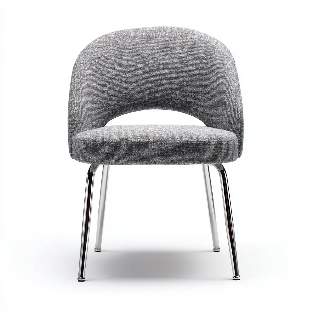 Chaise de salle à manger - tissu gris 49x53x80 cm - piètement en métal chromé - dossier arrondi rembourré-Dwellingora