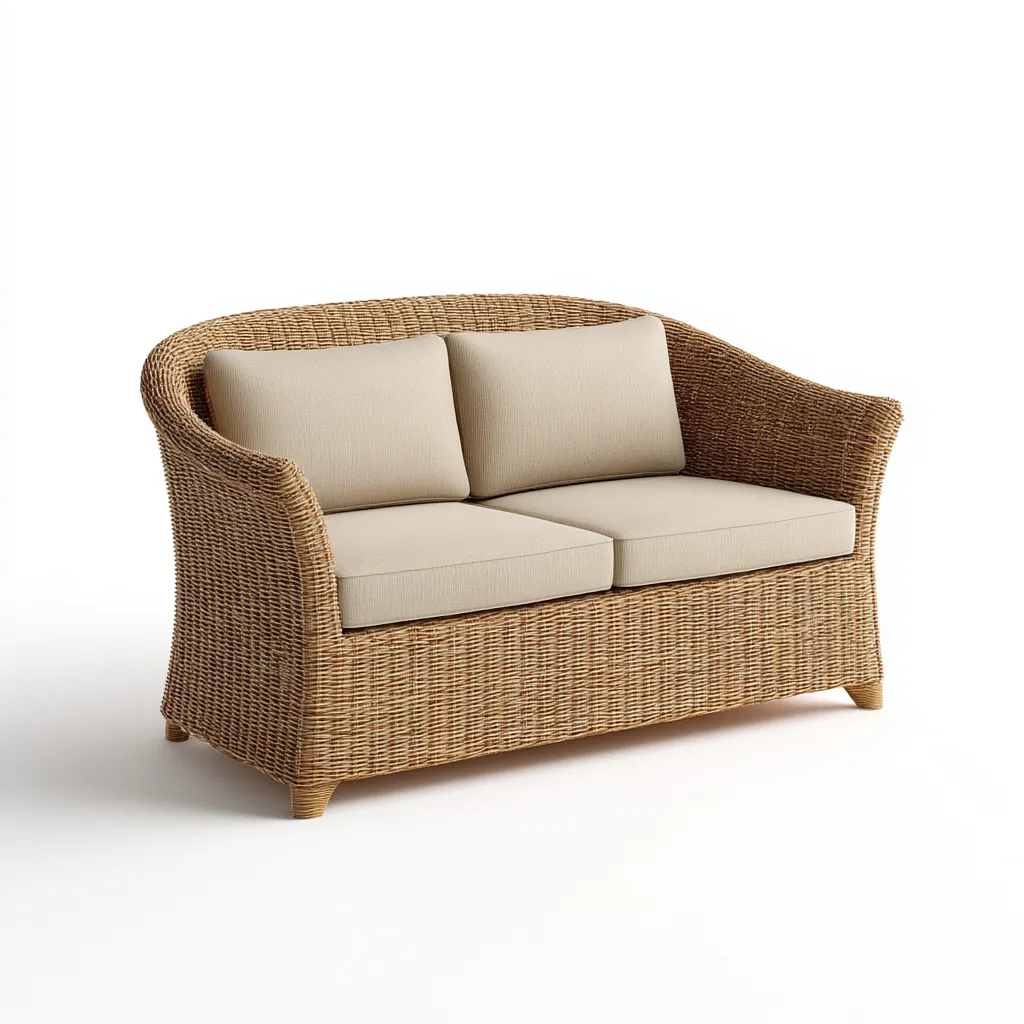 Canapé de jardin 2 places en rotin 160x90x85 cm - brun clair/beige - style naturel et élégant-Dwellingora