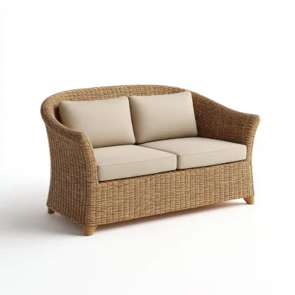 Canapé de jardin 2 places en rotin 160x90x85 cm - brun clair/beige - style naturel et élégant-Dwellingora