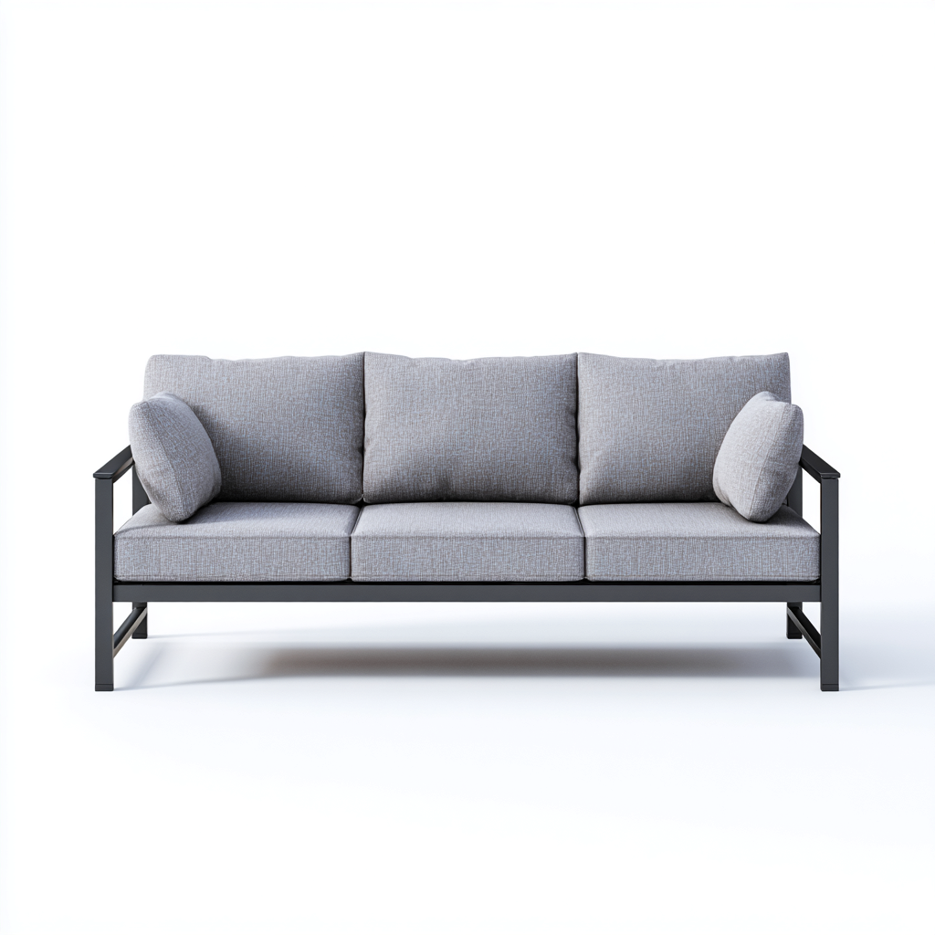 Canapé de jardin trois places en aluminium 195x80x85 cm - gris foncé/gris clair - design contemporain élégant-Dwellingora