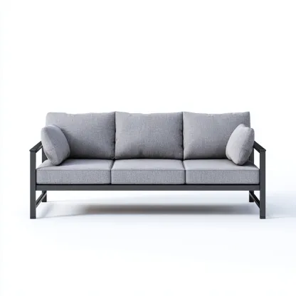 Canapé de jardin trois places en aluminium 195x80x85 cm - gris foncé/gris clair - design contemporain élégant-Dwellingora