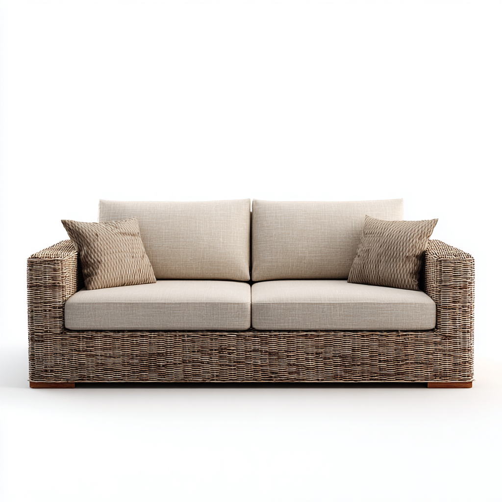 Canapé de jardin deux places en rotin synthétique 175x85x85 cm - rotin brun/beige - style naturel contemporain-Dwellingora