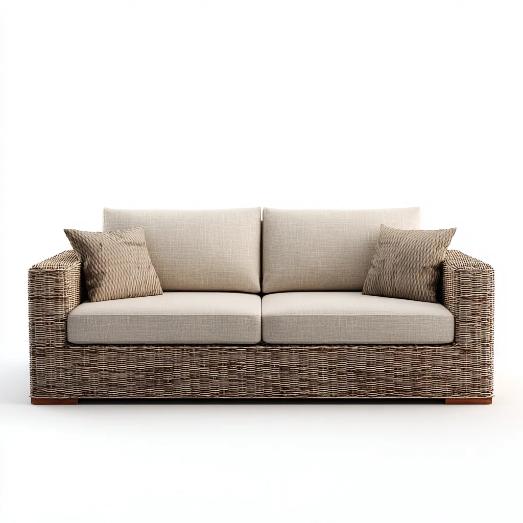 Canapé de jardin deux places en rotin synthétique 175x85x85 cm - rotin brun/beige - style naturel contemporain-Dwellingora