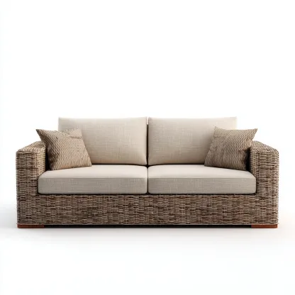 Canapé de jardin deux places en rotin synthétique 175x85x85 cm - rotin brun/beige - style naturel contemporain-Dwellingora