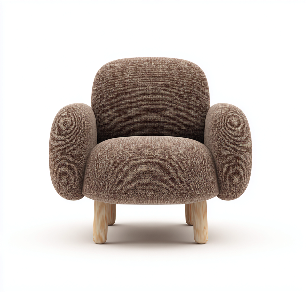 Fauteuil en tissu 90x85x80 cm - marron - style contemporain arrondi-Dwellingora