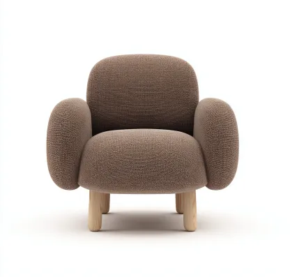 Fauteuil en tissu 90x85x80 cm - marron - style contemporain arrondi-Dwellingora