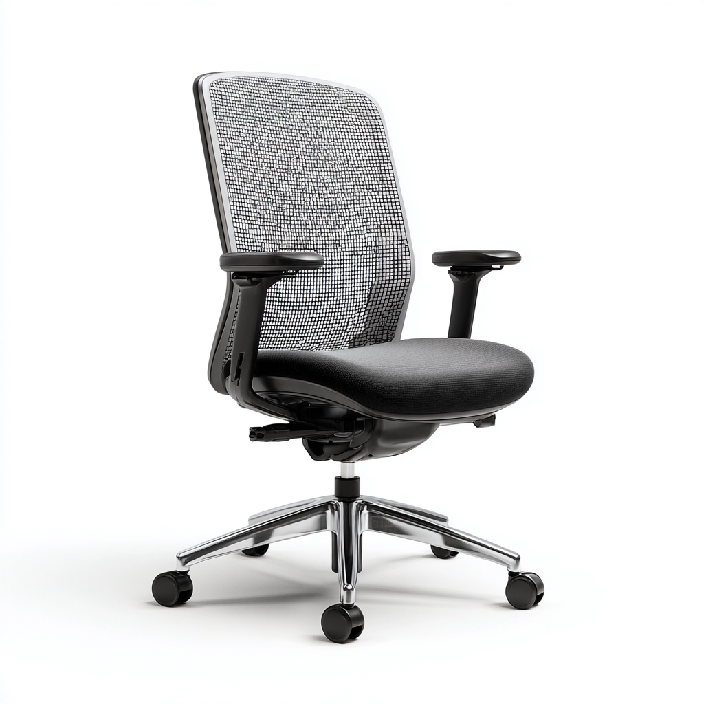 Chaise de bureau ergonomique - maille respirante noire et assise noire 50x49x115 cm - accoudoirs réglables - confort professionnel-Dwellingora