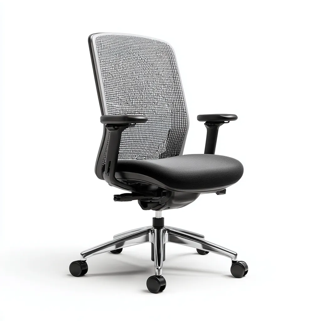 Chaise de bureau ergonomique - maille respirante noire et assise noire 50x49x115 cm - accoudoirs réglables - confort professionnel-Dwellingora