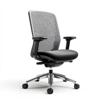 Chaise de bureau ergonomique - maille respirante noire et assise noire 50x49x115 cm - accoudoirs réglables - confort professionnel-Dwellingora