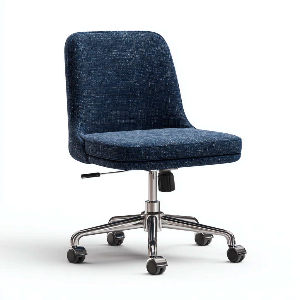 Chaise de bureau ergonomique - tissu bleu foncé 49x48x94 cm - sans accoudoirs - base métallique à roulettes-Dwellingora