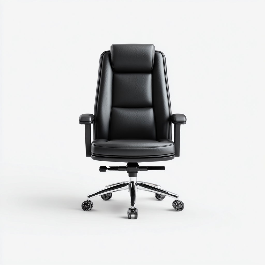 Chaise de bureau ergonomique - simili cuir noir - 52x50x125 cm - dossier haut et base chromée-Dwellingora