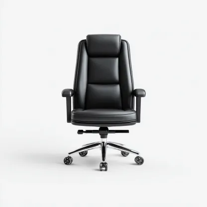 Chaise de bureau ergonomique - simili cuir noir - 52x50x125 cm - dossier haut et base chromée-Dwellingora