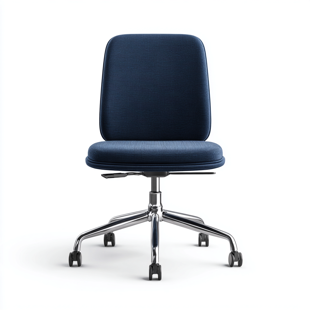 Chaise de bureau ergonomique - tissu bleu foncé 48x48x95 cm - sans accoudoirs - base chromée à roulettes-Dwellingora