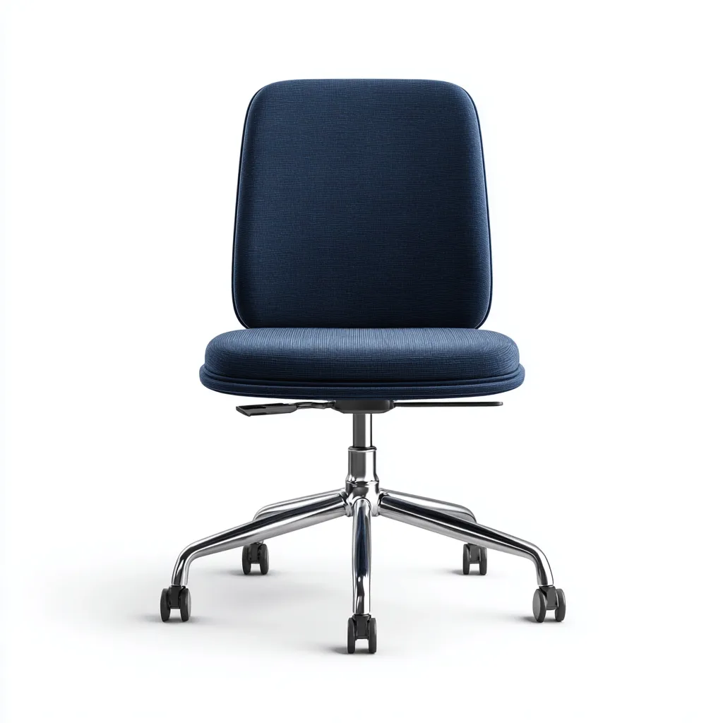 Chaise de bureau ergonomique - tissu bleu foncé 48x48x95 cm - sans accoudoirs - base chromée à roulettes-Dwellingora