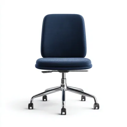 Chaise de bureau ergonomique - tissu bleu foncé 48x48x95 cm - sans accoudoirs - base chromée à roulettes-Dwellingora