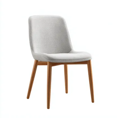 Chaise de salle à manger - tissu gris clair et pieds en chêne - design contemporain 54x58x83 cm-Dwellingora