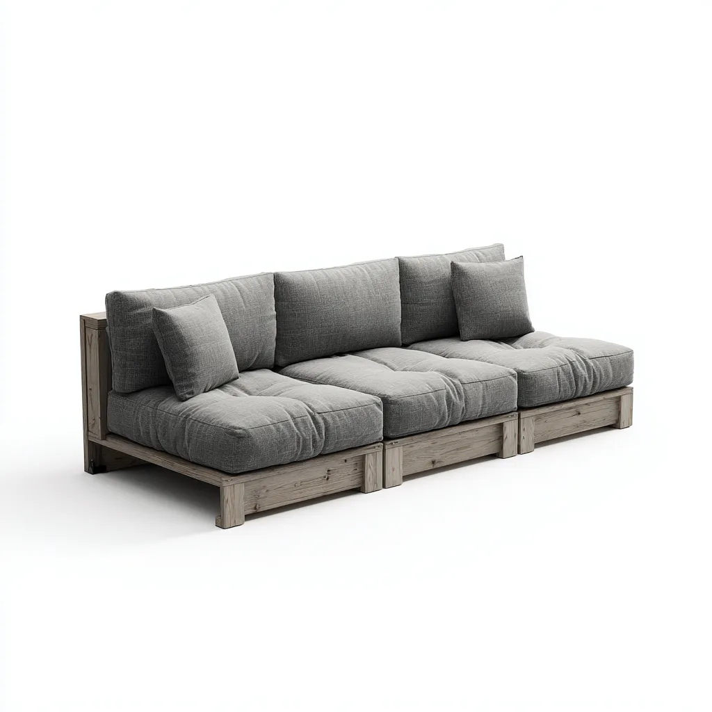 Canapé de jardin 3 places en bois 210x90x80 cm - bois clair/gris - style rustique et modulable-Dwellingora