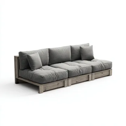 Canapé de jardin 3 places en bois 210x90x80 cm - bois clair/gris - style rustique et modulable-Dwellingora