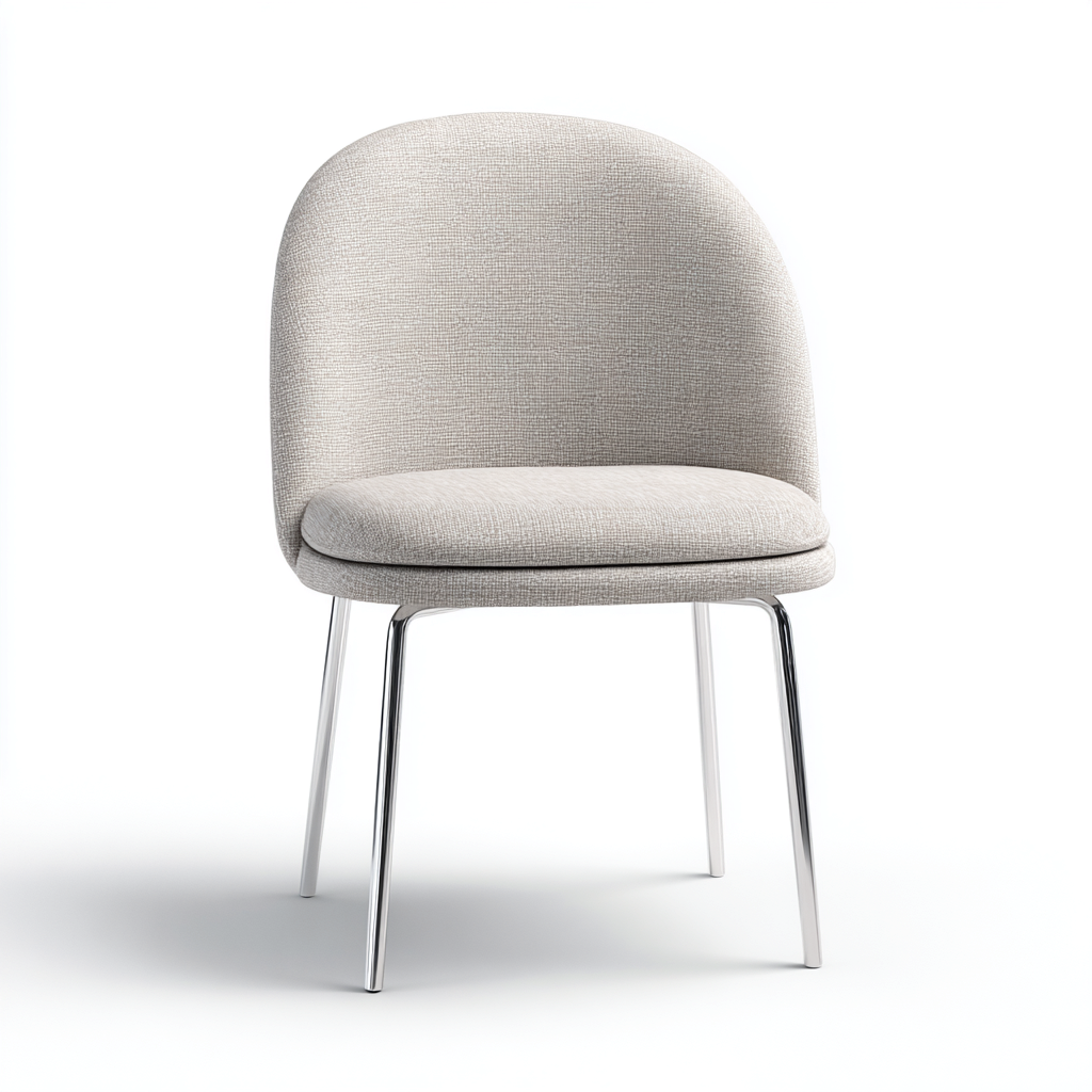 Chaise de salle à manger - tissu beige clair 49x52x80 cm - pieds en métal chromé - dossier arrondi capitonné-Dwellingora