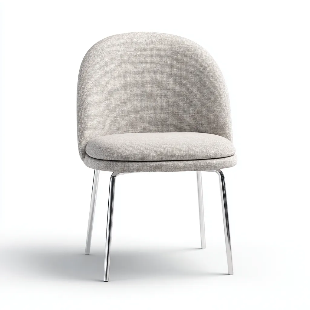 Chaise de salle à manger - tissu beige clair 49x52x80 cm - pieds en métal chromé - dossier arrondi capitonné-Dwellingora