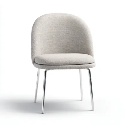 Chaise de salle à manger - tissu beige clair 49x52x80 cm - pieds en métal chromé - dossier arrondi capitonné-Dwellingora