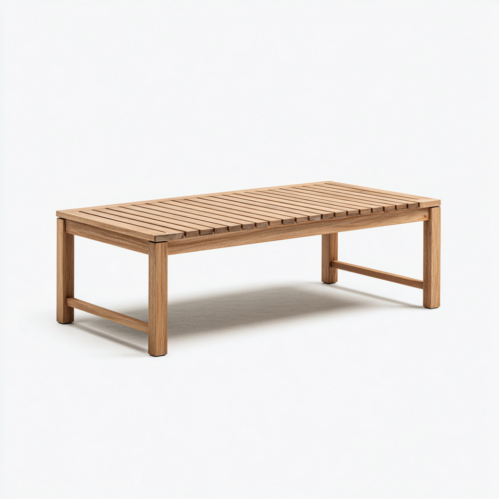 Table basse rectangulaire - chêne clair massif - 150x65x45 cm - design à lattes pour salon moderne-Dwellingora