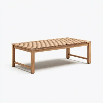 Table basse rectangulaire - chêne clair massif - 150x65x45 cm - design à lattes pour salon moderne-Dwellingora