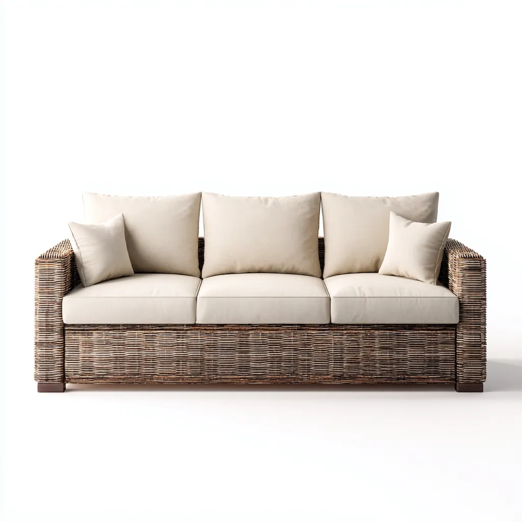 Canapé de jardin trois places en rotin synthétique 200x85x85 cm - rotin brun/beige - style naturel contemporain-Dwellingora