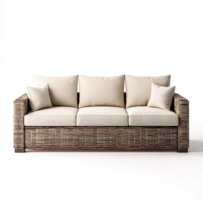 Canapé de jardin trois places en rotin synthétique 200x85x85 cm - rotin brun/beige - style naturel contemporain-Dwellingora