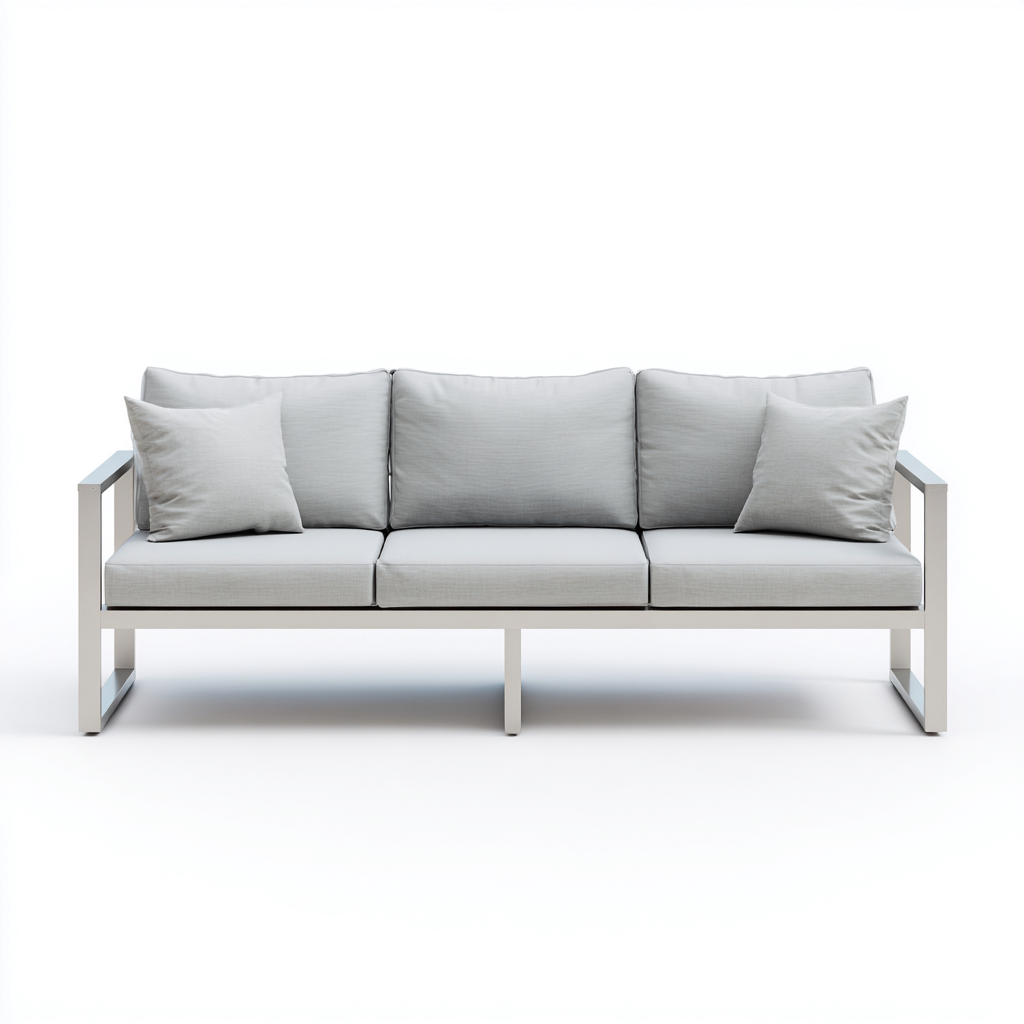 Canapé de jardin trois places en aluminium 195x80x85 cm - gris clair - design moderne minimaliste-Dwellingora