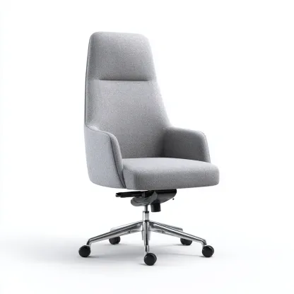 Chaise de bureau ergonomique - tissu gris clair - 52x50x120 cm - dossier haut et base chromée à roulettes-Dwellingora