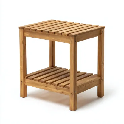 Table d'appoint rectangulaire en bois à étagère inférieure 55x40x65 cm - chêne clair - style naturel-Dwellingora