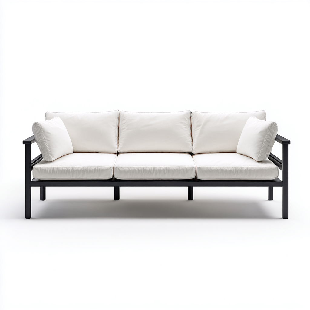 Canapé de jardin trois places en aluminium 195x85x85 cm - noir/blanc - style minimaliste moderne-Dwellingora