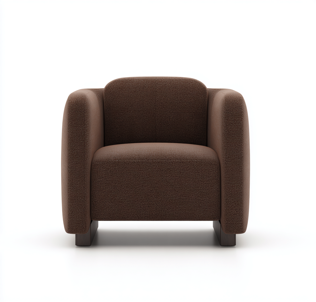 Fauteuil en tissu brun foncé 92x90x78 cm - style moderne - accoudoirs larges et base en bois massif-Dwellingora