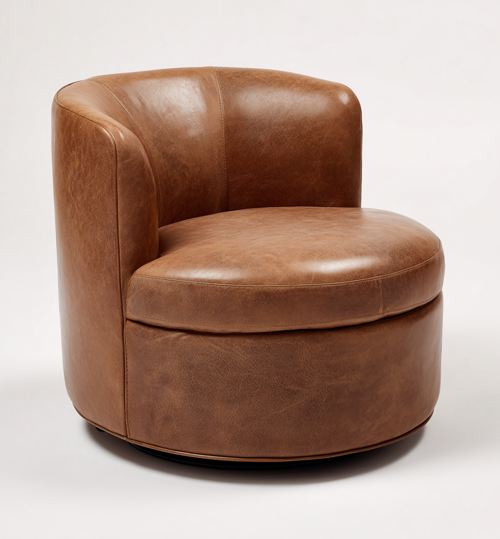 Fauteuil en cuir véritable 85x80x75 cm - brun - design contemporain-Dwellingora