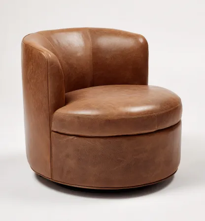 Fauteuil en cuir véritable 85x80x75 cm - brun - design contemporain-Dwellingora