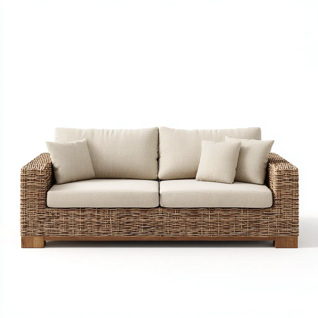 Canapé de jardin 2 places en rotin 175x90x85 cm - brun naturel/beige - style naturel et élégant-Dwellingora