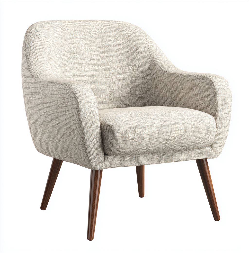Fauteuil en tissu beige avec pieds en bois 73x76x84 cm - style moderne et assise ergonomique-Dwellingora