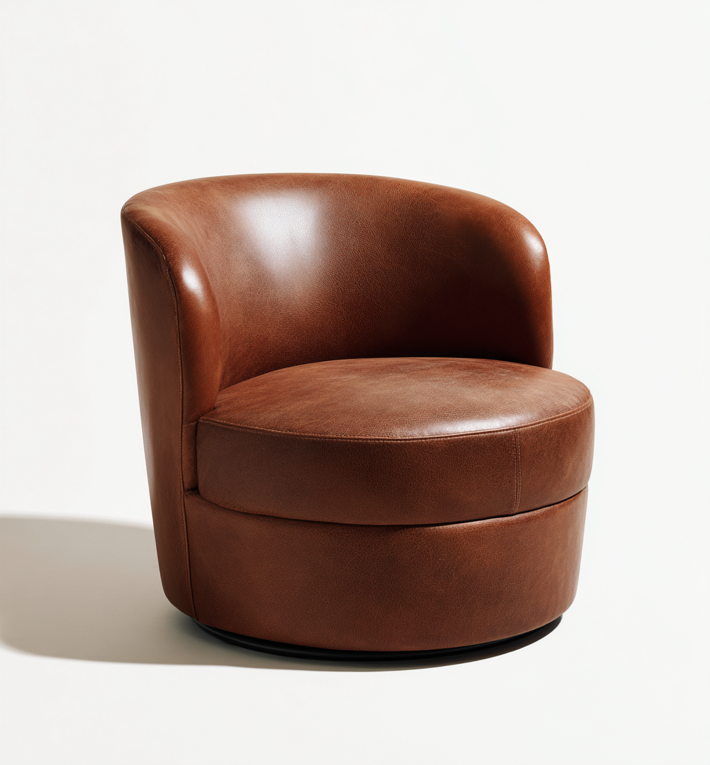 Fauteuil en cuir véritable 85x80x75 cm - brun - style moderne-Dwellingora