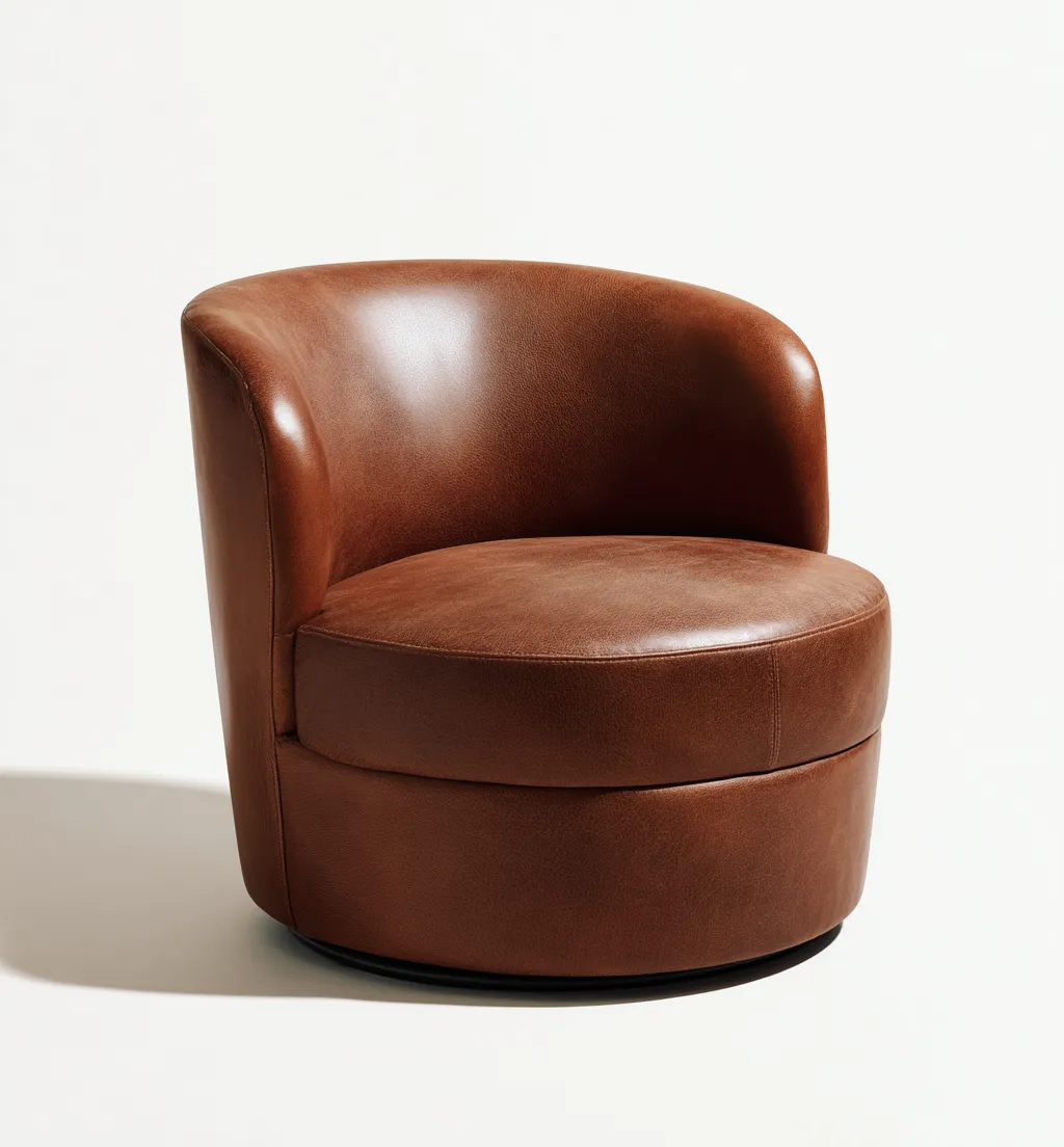 Fauteuil en cuir véritable 85x80x75 cm - brun - style moderne-Dwellingora