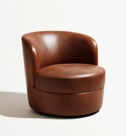 Fauteuil en cuir véritable 85x80x75 cm - brun - style moderne-Dwellingora
