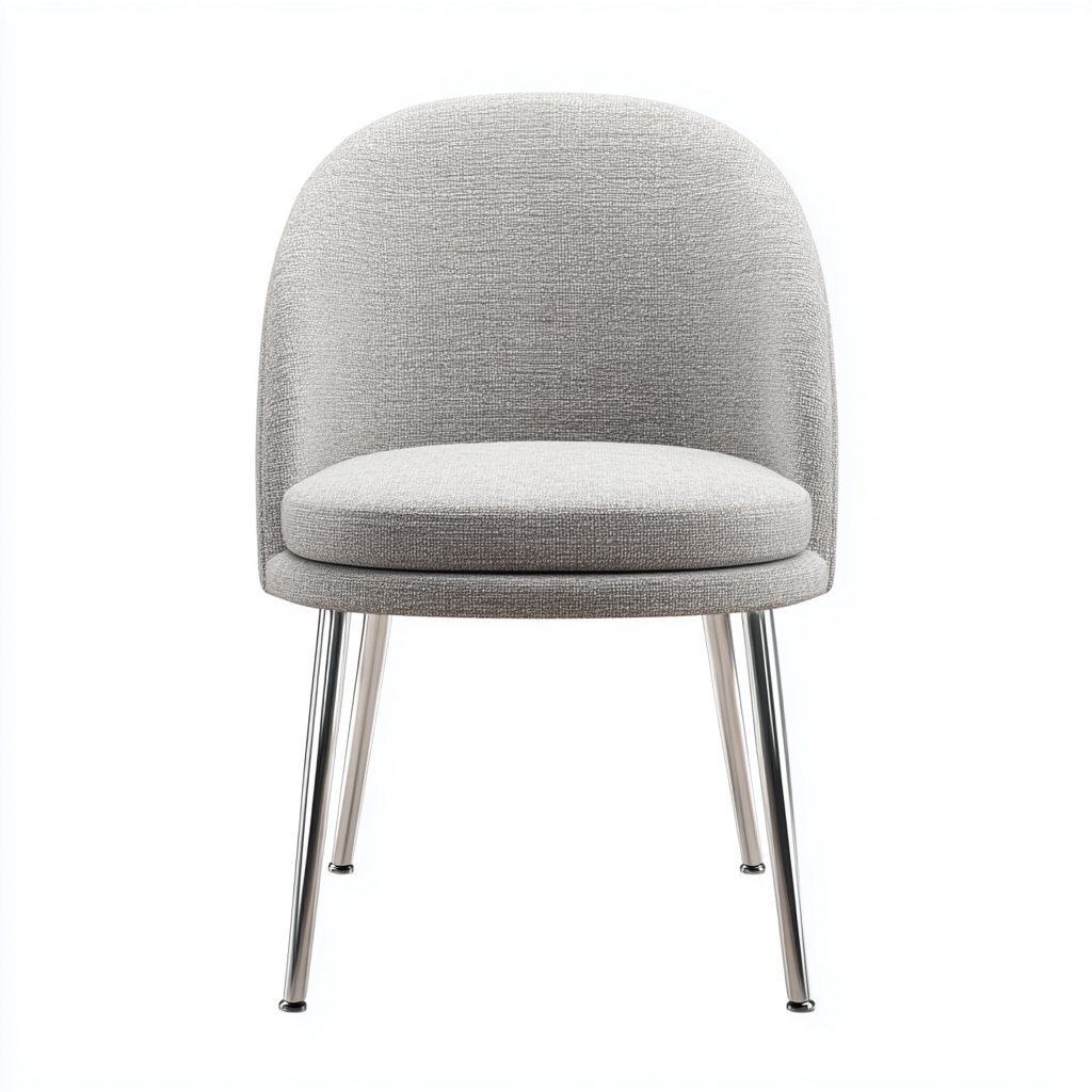 Chaise de salle à manger - tissu gris clair 49x52x80 cm - pieds en métal chromé - dossier arrondi rembourré-Dwellingora