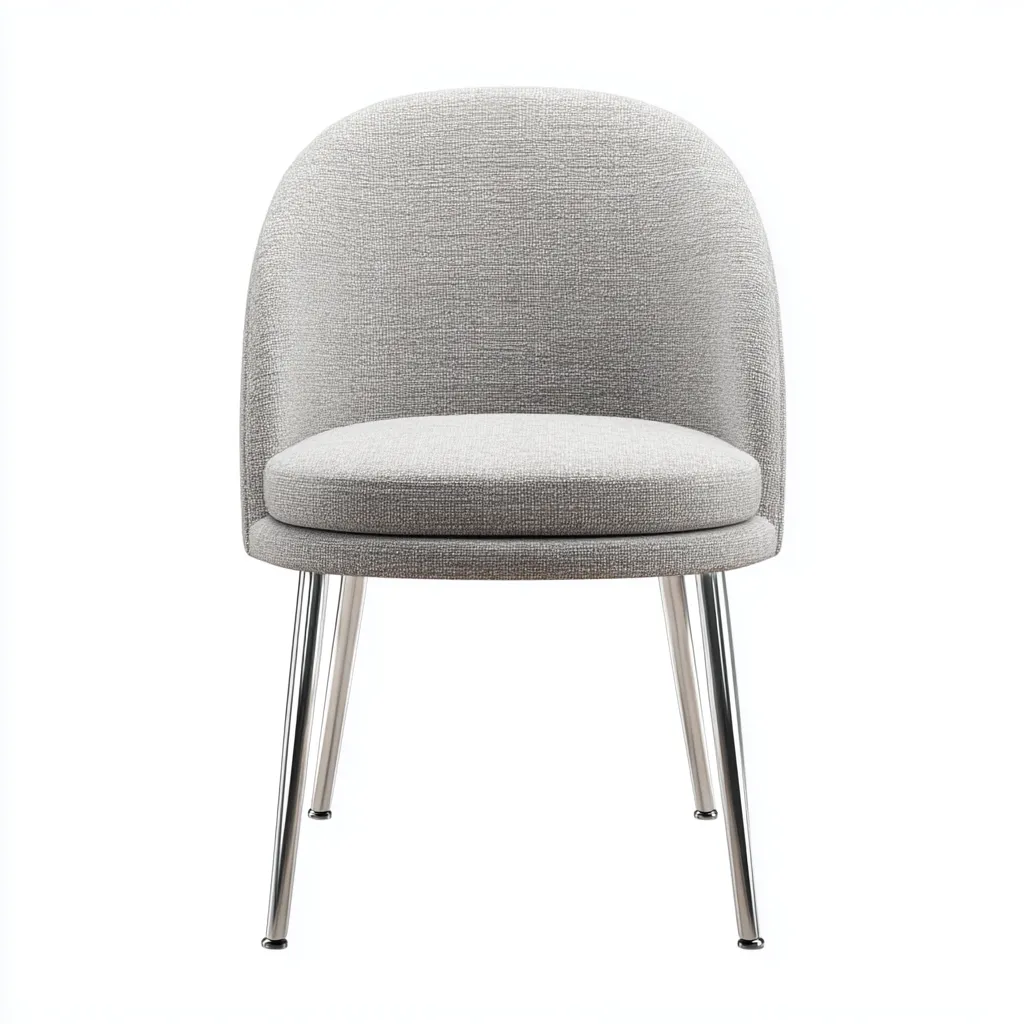 Chaise de salle à manger - tissu gris clair 49x52x80 cm - pieds en métal chromé - dossier arrondi rembourré-Dwellingora