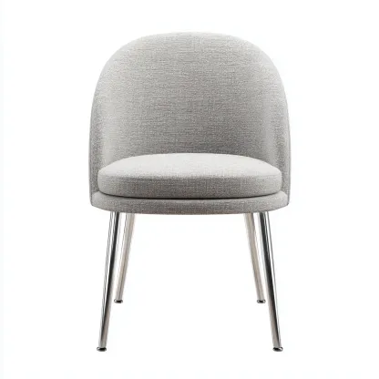 Chaise de salle à manger - tissu gris clair 49x52x80 cm - pieds en métal chromé - dossier arrondi rembourré-Dwellingora