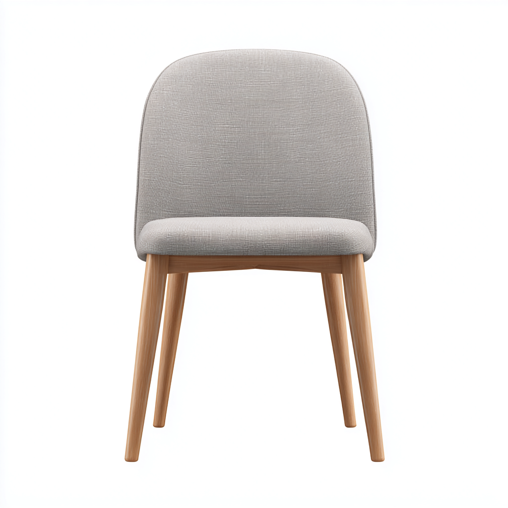 Chaise de salle à manger - tissu gris clair et pieds en chêne - design scandinave 52x57x82 cm-Dwellingora