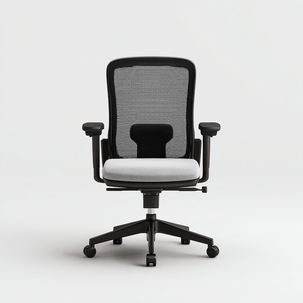 Chaise de bureau ergonomique - maille respirante noire et assise grise 51x49x116 cm - soutien lombaire réglable - confort professionnel-Dwellingora